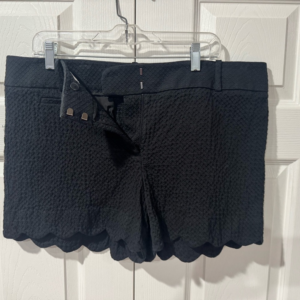 LOFT Black Scalloped High Waist Shorts